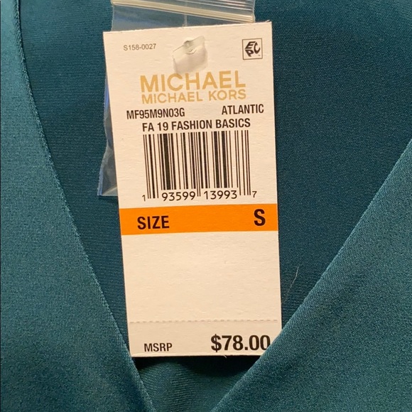 Michael Kors Solid Peplum Kit Top in Atlantic - Picture 6 of 6